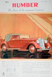 1935年为汉伯（Humber）汽车做广告 作者 不明