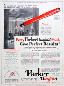 1931年派克笔广告 作者 不明