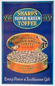 广告为Sharps Super-Kreem Toffee，1928年 作者 不明