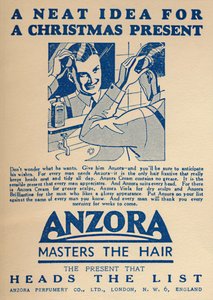 1936年，安佐拉（Anzora）头发固定剂广告。 作者 不明
