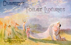关于杜巴里斯洗手间豪华香水的广告，上面带有Golden Morn香水，1922年 作者 不明