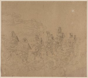 道教和佛教主题的专辑：道教神灵的游行：第24页，12世纪。 作者 不明
