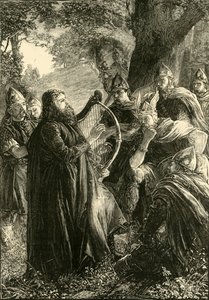 伪装成竖琴家的阿尔弗雷德大帝（Alfred the Great），化身为古斯鲁姆（878），1890年。 作者 不明