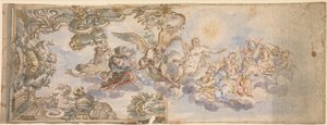天花板壁画的寓意设计，1650-1700年。 作者 不明