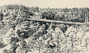 明矾中国悬索桥，1929年 作者 不明
