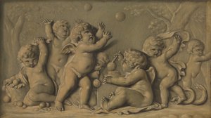 阿莫里尼在玩耍，是一对中的一个，1770-90。 作者 不明