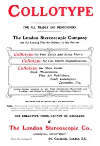 1903年伦敦立体视觉公司提供的Collotype工艺广告 作者 不明