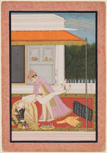 多情的夫妇，可能是Basohli河的Raja Mahendra Pal。 1806-1830年间最喜欢的... c。 1810。 作者 不明