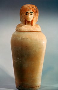 盖有王室女性头像的盖的古埃及檐盖，公元前c1344-1336 作者 不明