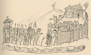 盎格鲁撒克逊勇士接近堡垒，1908年 作者 不明