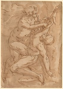 阿波罗（Apollo Flaying Marsyas）抄写了两个母子素描，十六世纪。 作者 不明