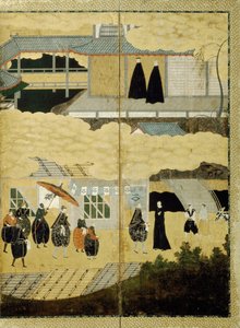 一艘葡萄牙船的到来。南半屏。详细信息：日本基督徒，约。 1600 作者 不明