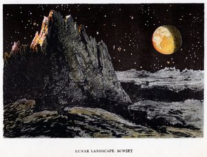 艺术家对日落时的月球景观的印象，1884年 作者 不明