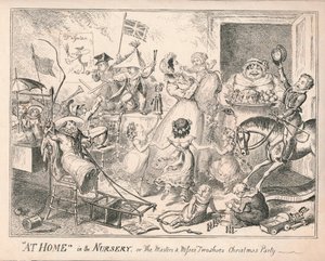 1835年，在托儿所的家中，或“两双鞋的大师与小姐”。 作者 不明