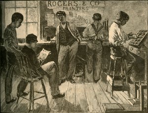 在印刷局工作，1881年。 作者 不明