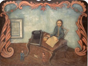 在写字台上，约1790年。 作者 不明