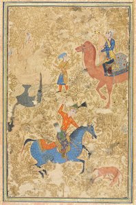 巴赫拉姆·古尔（Bahram Gur）和阿扎达（Azada），摘自《 Firdausi列王记》（Shahnama）列书940-1019或1025、1500年代。 作者 不明