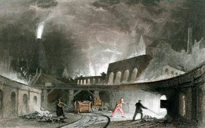 英国泰恩赛德莱明顿铁厂的熔炉库，1835年 作者 不明