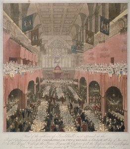 伦敦市市政厅的宴会，1814年1815年。                                          作者 不明