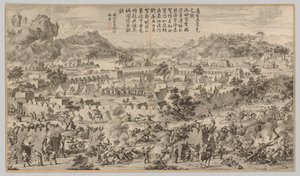 通古什路加战役：来自叛乱镇压的战斗场面...，c。 1765-1774年。 作者 不明