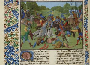 穆拉德一世苏丹领导的土耳其人与塞尔维亚人之间的战斗，约1470-1475。 作者 不明