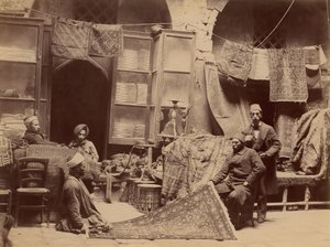 集市，地毯商人，1870年代。 作者 不明