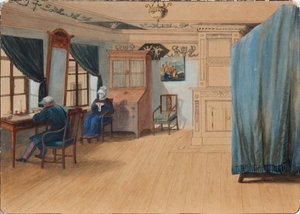 卧室内部。 Yegor Frantsevich Kankrin伯爵1774-1845在他的书桌上，1820年代 作者 不明