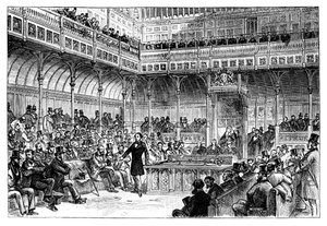 本杰明·迪斯雷利（Benjamin Disraeli）在下议院介绍他的改革法案，c1867年 作者 不明