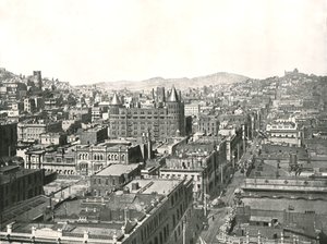 从编年史大厦的塔的俯视图，旧金山，美国，1895年。 作者 不明