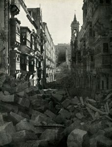 1942年，第二次世界大战，马耳他街道上炸弹炸毁，1944年。 作者 不明
