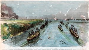 美国内战，路易斯安那州，杰克逊堡和圣菲利普斯的轰炸，1862年4月 作者 不明