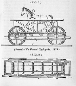 勃兰德雷斯（Brandreths）马力机车，1829年成环 作者 不明