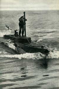 英国第二次世界大战的X-Craft小型潜艇，1945年。 作者 不明