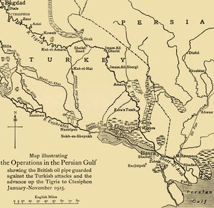 英国在中东的石油管道，第一次世界大战，1915年，c1920。 作者 不明