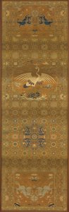 锦缎，丝绸。长方形面板，椅套，清代，18世纪。 作者 不明