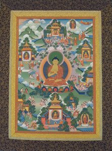 莲花座上的佛像，19世纪。 作者 不明