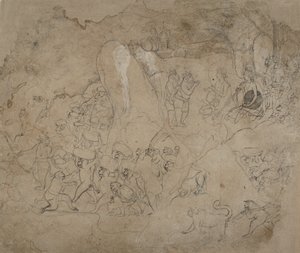 建造通往兰卡的桥梁，约1800年。 作者 不明