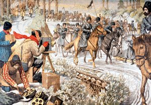 1904年，日俄战争期间，摄影师在满洲拍摄俄罗斯军队的早期新闻片 作者 不明