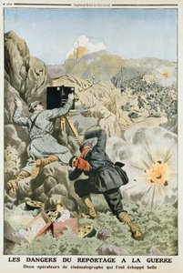 摄于1912年第一次巴尔干战争中的摄影师在射击时遭到炮火袭击 作者 不明