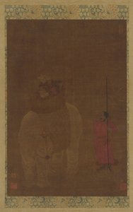 戴帽的大象和随从，明朝，16-17世纪。 作者 不明