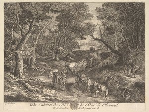 林间小道上的马车，根据舒瓦瑟尔公爵收藏的一幅画，1771年。 作者 不明