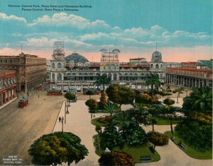 中央公园，广场饭店和Politeama大楼，古巴哈瓦那，摄于1920年 作者 不明