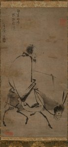 1249年以前，陈师傅骑着骡子。 作者 不明