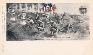 1898年6月24日，大约1900年，拉奎西纳（La Quasina）埋伏在西班牙人身上的粗野骑手 作者 不明