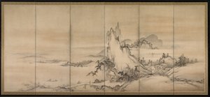 中国风景，1500年代。 作者 不明