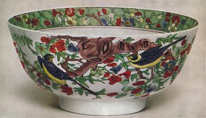 中国瓷器碗。绿色家庭。康熙时代（1662-1722），1928年。 作者 不明