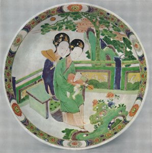 中国瓷碟，粉彩Verte。康熙年间（1662-1722），1928年 作者 不明
