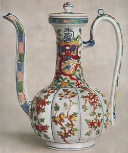 五色装饰的中国瓷器。 1928年（1573-1619年），万历时期 作者 不明