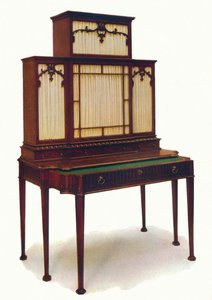 奇彭代尔（Chippendale）桃花心木秘书书柜，18世纪中叶，1930年。 作者 不明