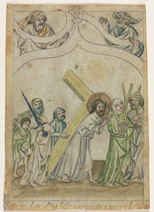 基督以荆棘冠冕加冕，基督背着十字架，c。 1410。 作者 不明